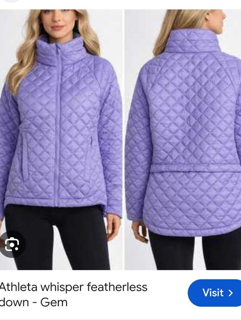 Athleta Whisper Featherless Down Jacket Sz.s